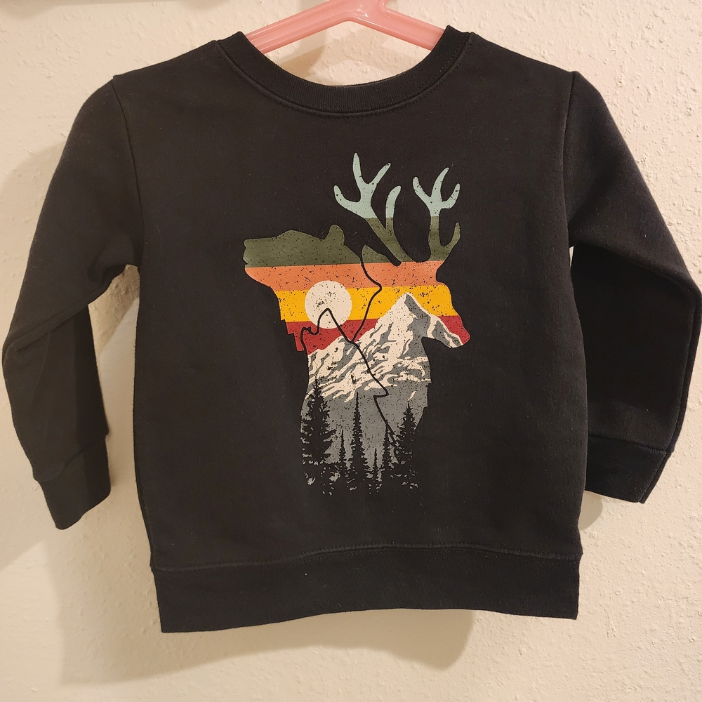 Garanimals Black Sweatshirt with Multicolor Deer Design
